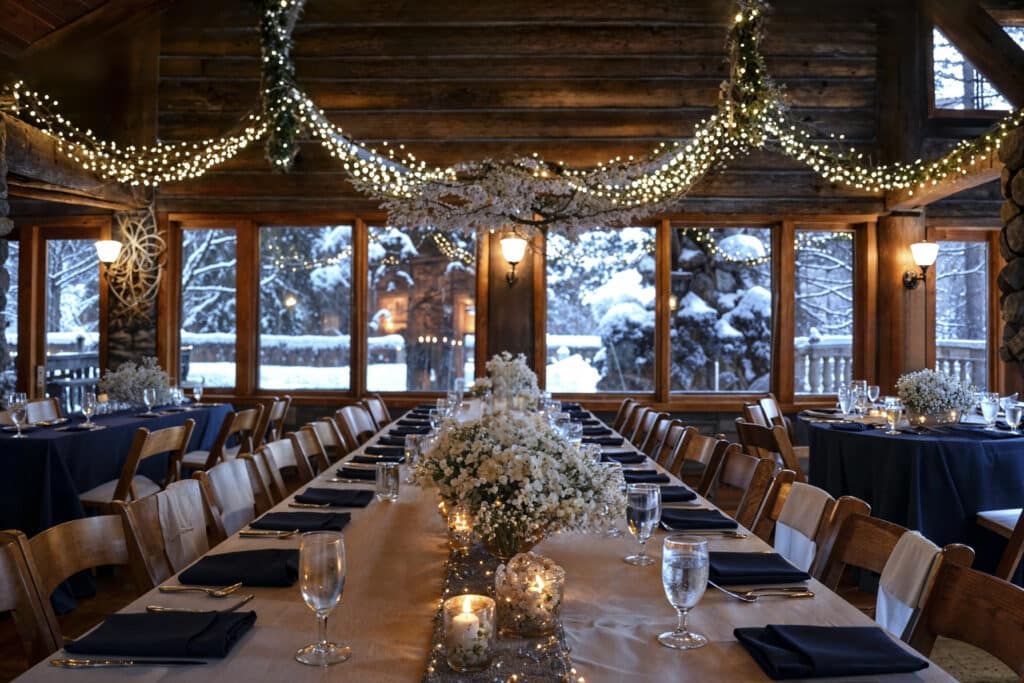 Amor en tiempos de invierno: Ventajas únicas de casarse en la temporada invernal 4 photorealistic wedding venue with intricate decor ornaments